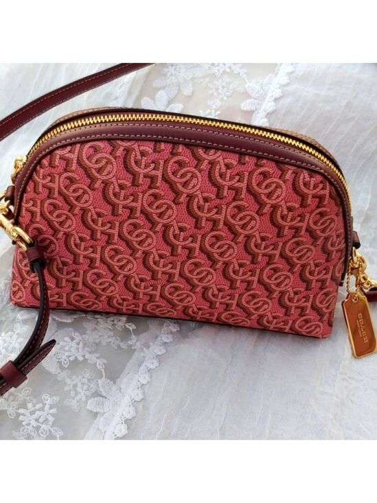 Coach Handbags - COACH NWT Madi Crossbody with Monogram Print Red and Brown Leather